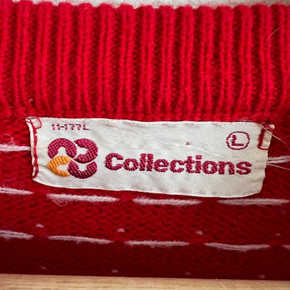 VINTAGE red sweetheart ski sweater / size S-M - Picture 4 of 6